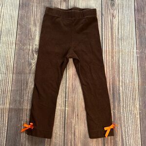 Rare Editions Baby Girl 24 months Brown Leggings Pants Orange Bows Fall Winter